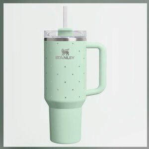 Stanley Pastel Green Polka Dot Tumbler with Straw